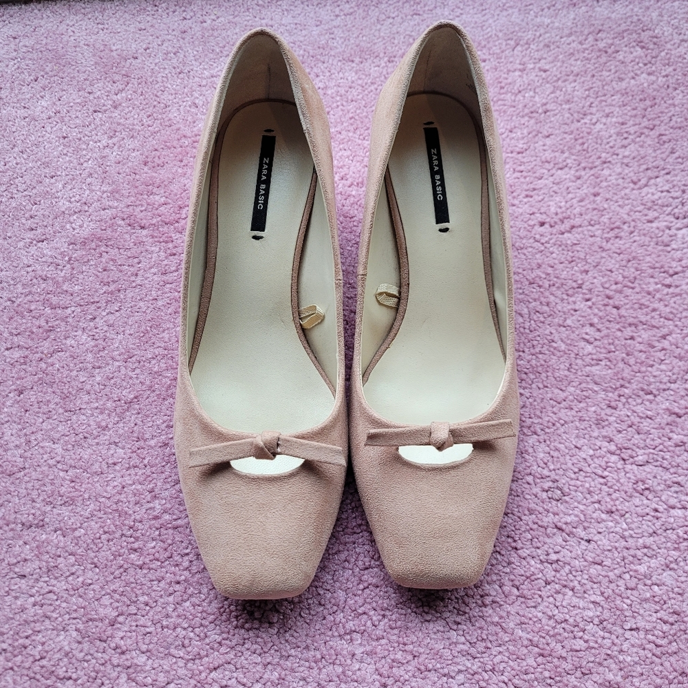 Zara Basic Baby Pink Block Heel
